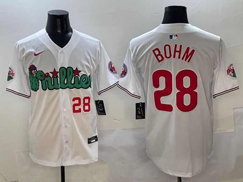 Men Philadelphia Phillies #28 Bohm White three generations Joint Name Nike 2025 MLB Jersey style 4->philadelphia phillies->MLB Jersey